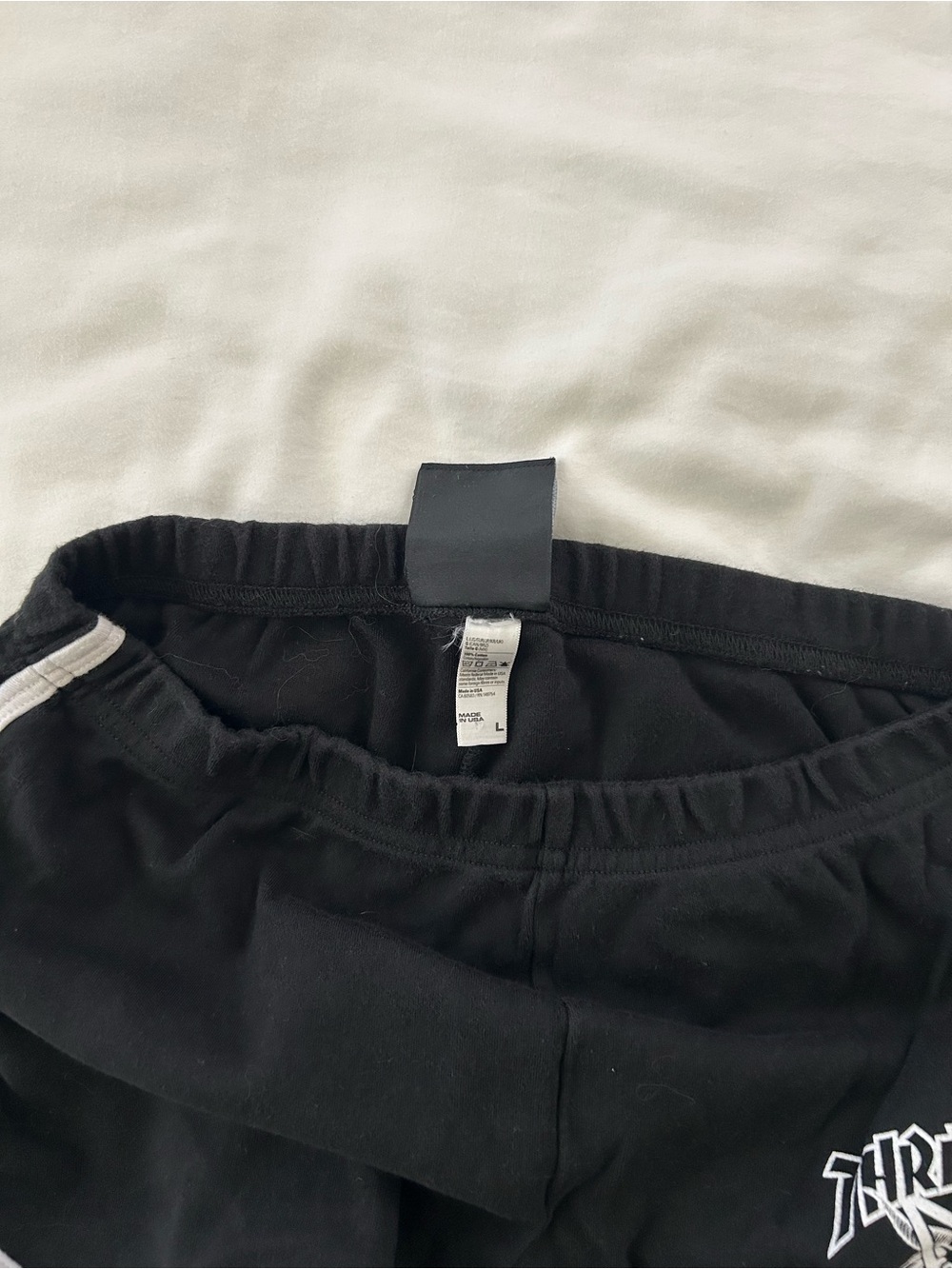 Thrasher Black Women's Athletic Shorts with White Piping and Logo - Picture 5 of 5